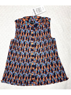 NWT Wildfang Retro Floral Cinnamon Empowered Plisse Sleeveless Button Up Size XS